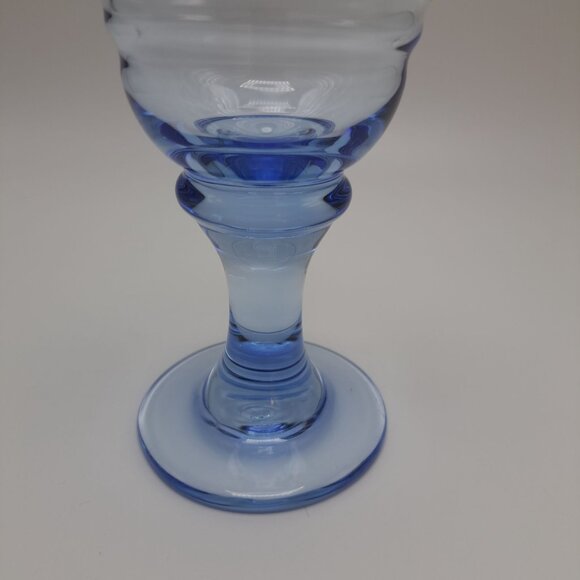 Libbey Sirrus Blue Glass Goblet Ribbed - Picture 2 of 10